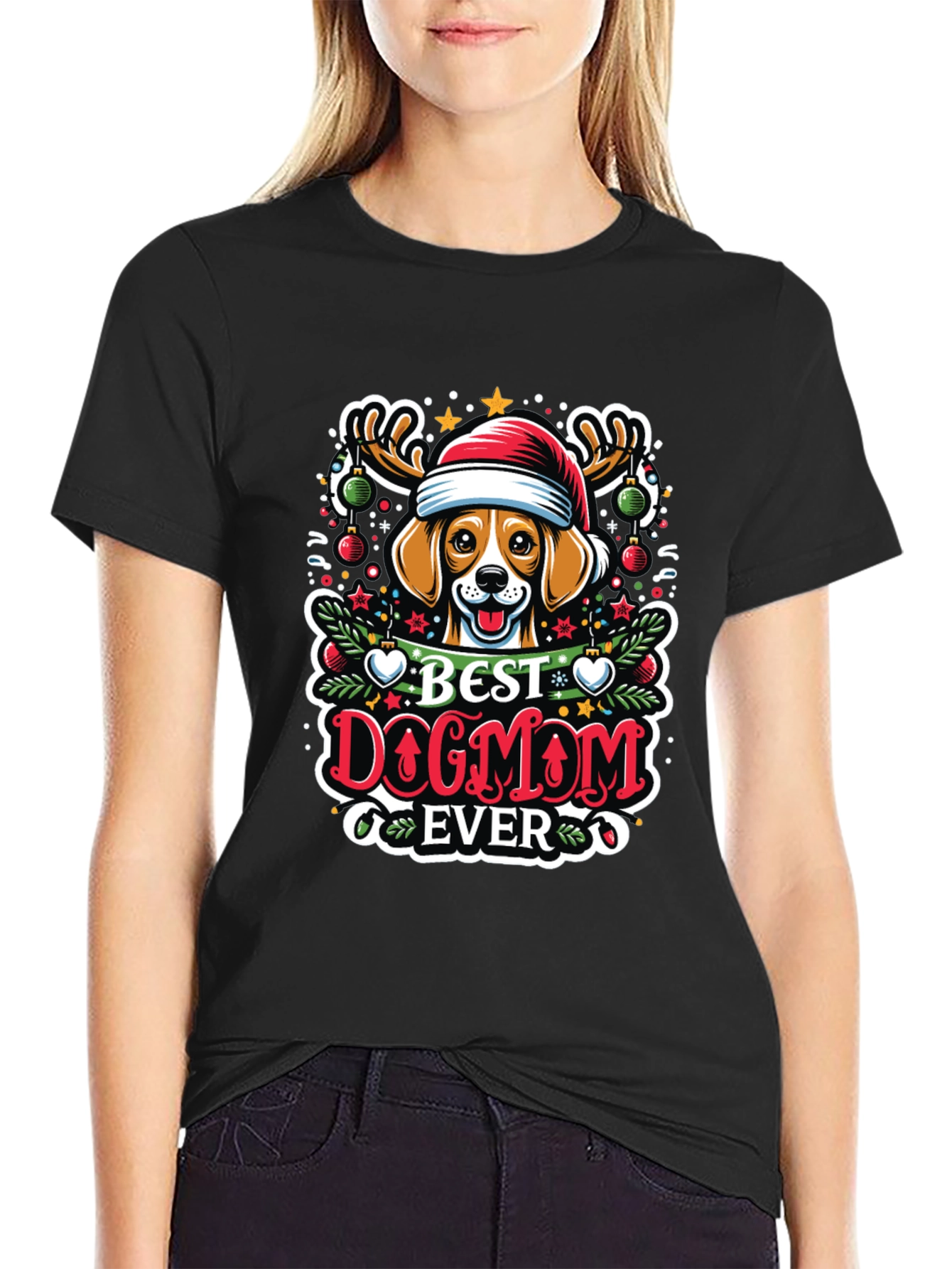 Best Dog Mom Ever Christmas T-Shirt