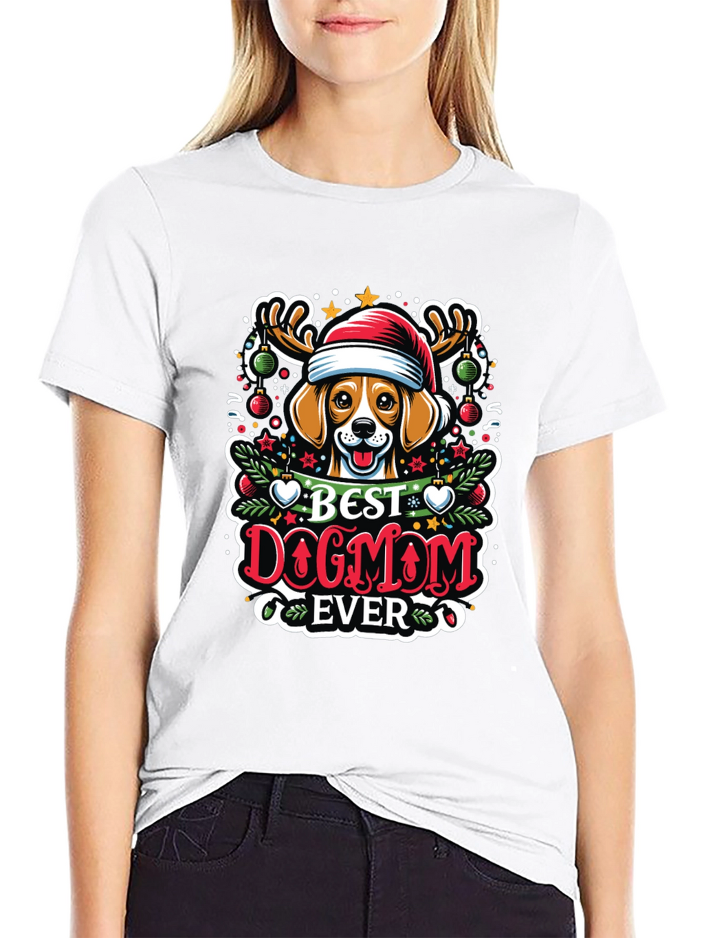 Best Dog Mom Ever Christmas T-Shirt