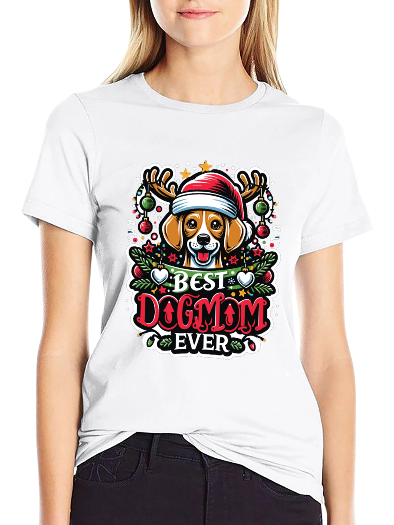 Best Dog Mom Ever Christmas T-Shirt
