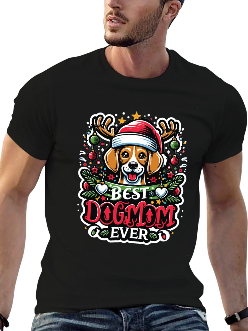 Best Dog Mom Ever Christmas T-Shirt
