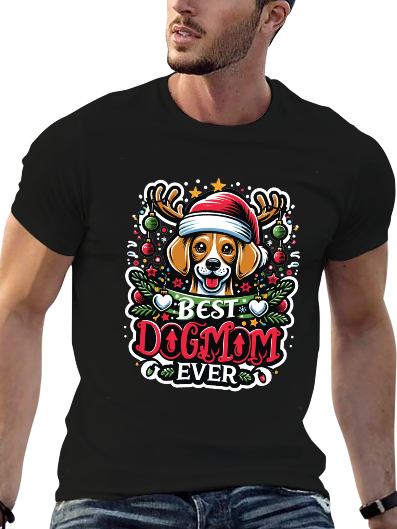 Best Dog Mom Ever Christmas T-Shirt