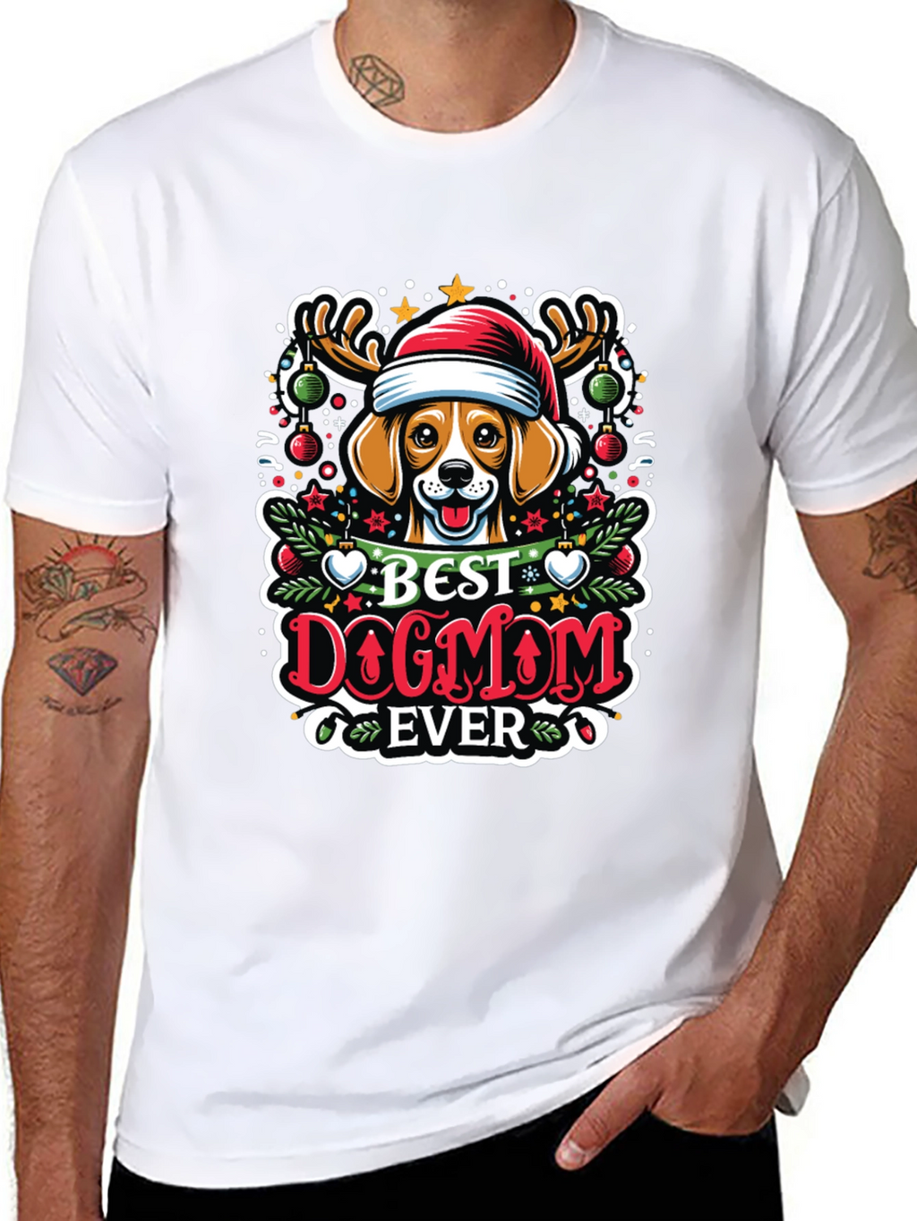 Best Dog Mom Ever Christmas T-Shirt