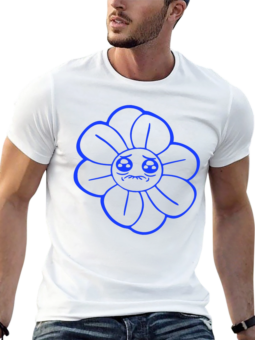 Sad Flower Graphic Tee - Black Casual Shirt