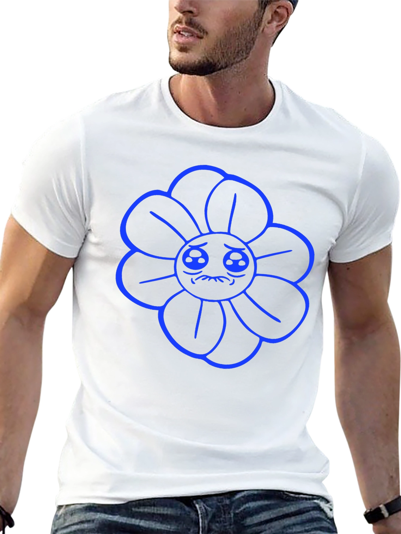 Sad Flower Graphic Tee - Black Casual Shirt