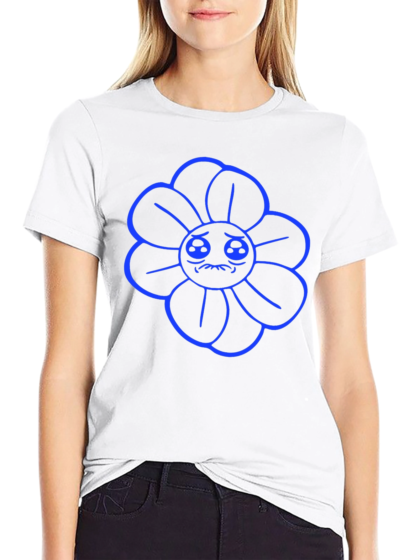 Sad Flower Graphic Tee - Black Casual Shirt