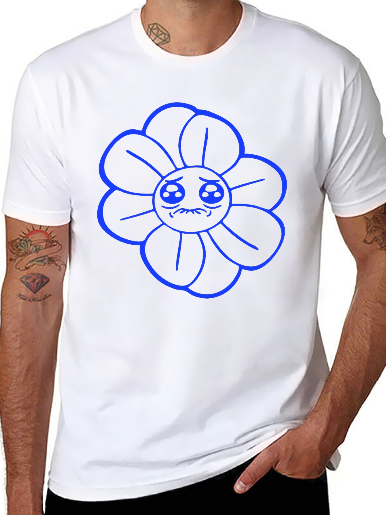 Sad Flower Graphic Tee - Black Casual Shirt