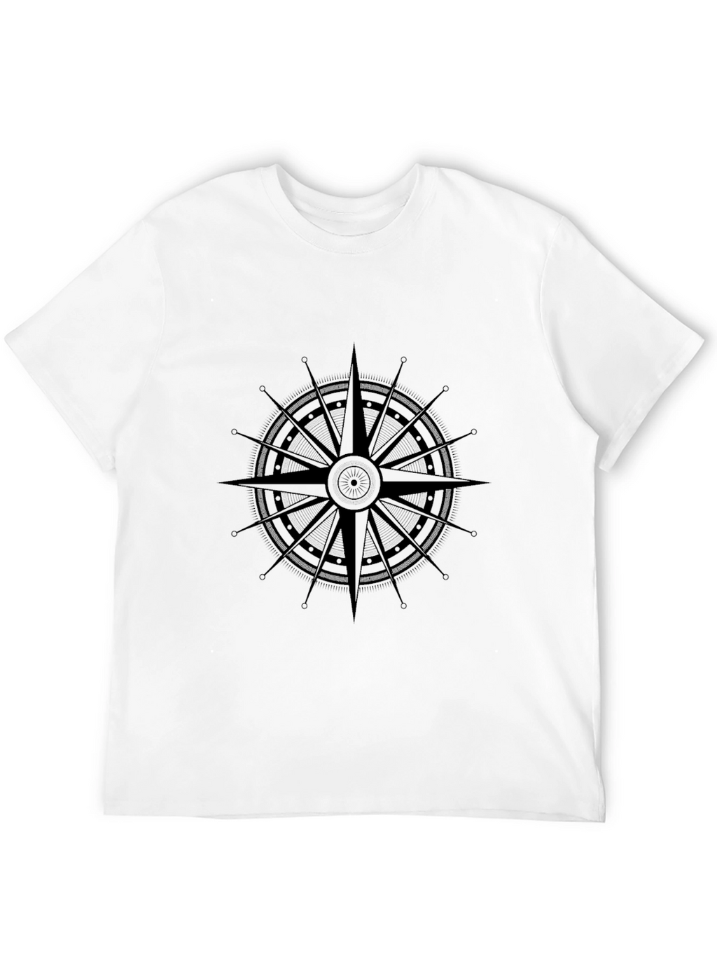 Nautical Compass Rose Graphic Black T-Shirt
