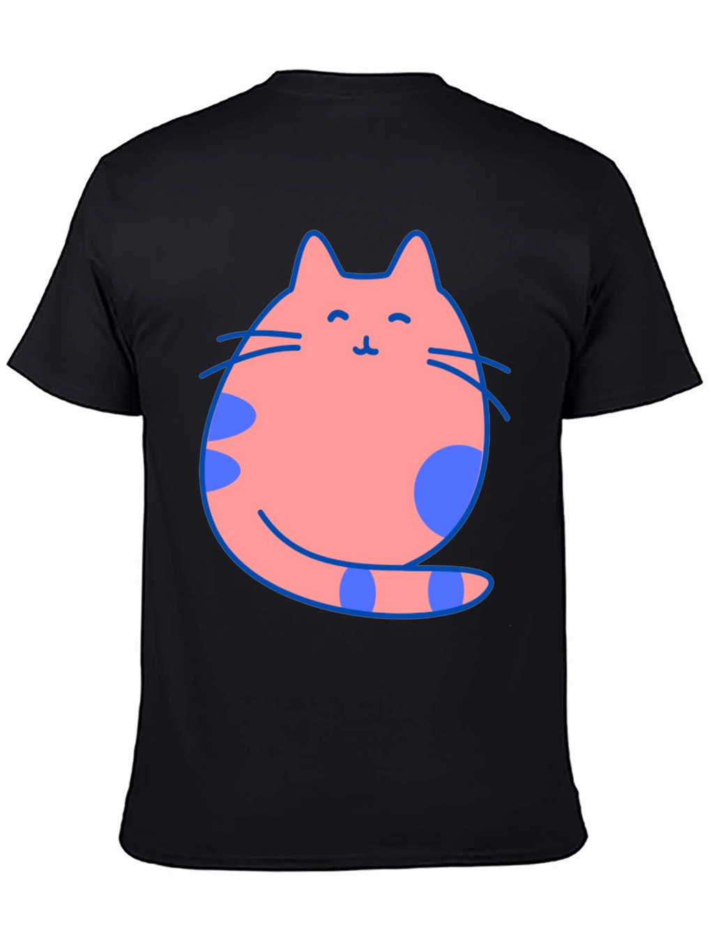 Cute Cat Graphic Tee - Black Cotton Blend