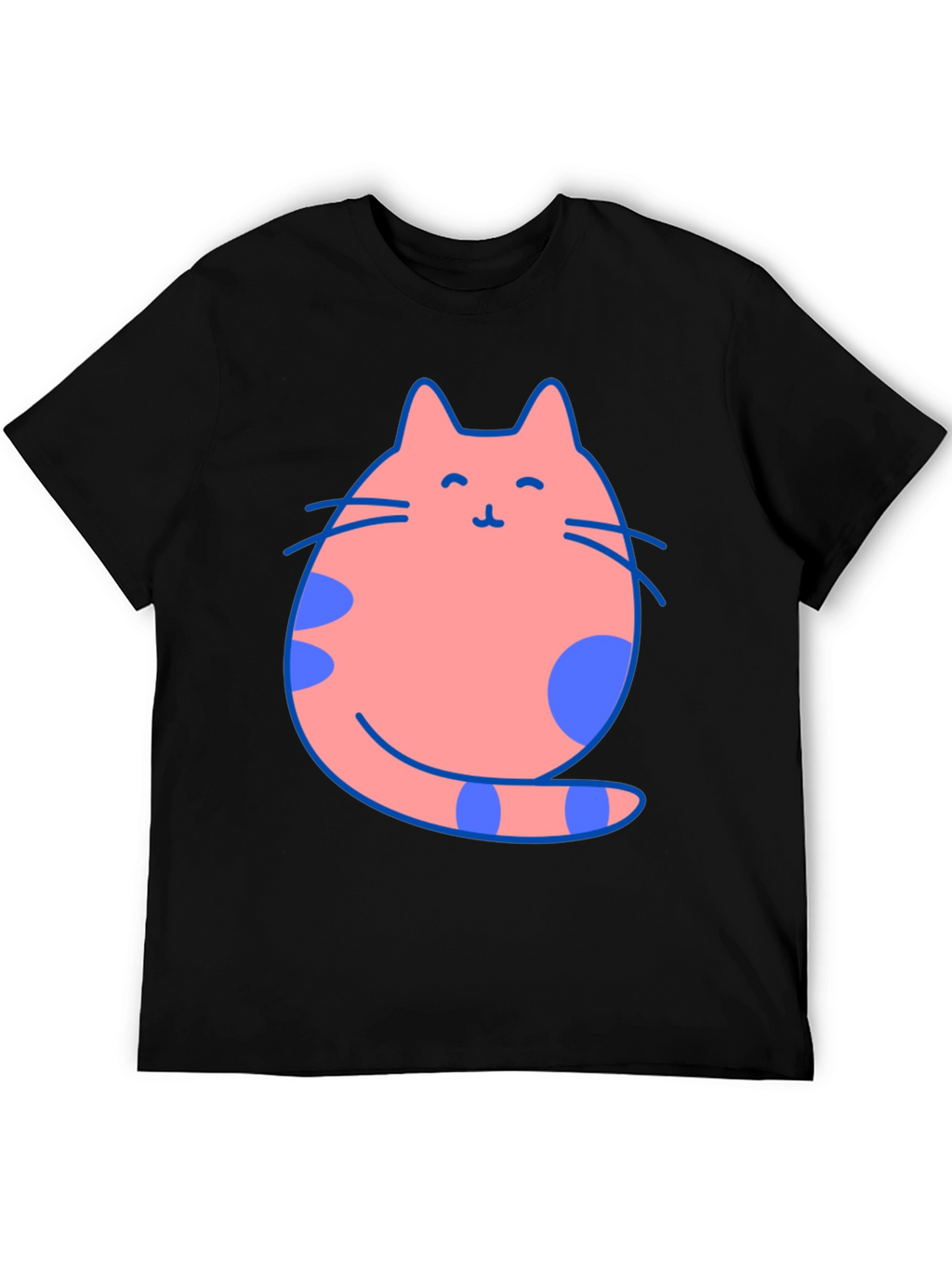Cute Cat Graphic Tee - Black Cotton Blend