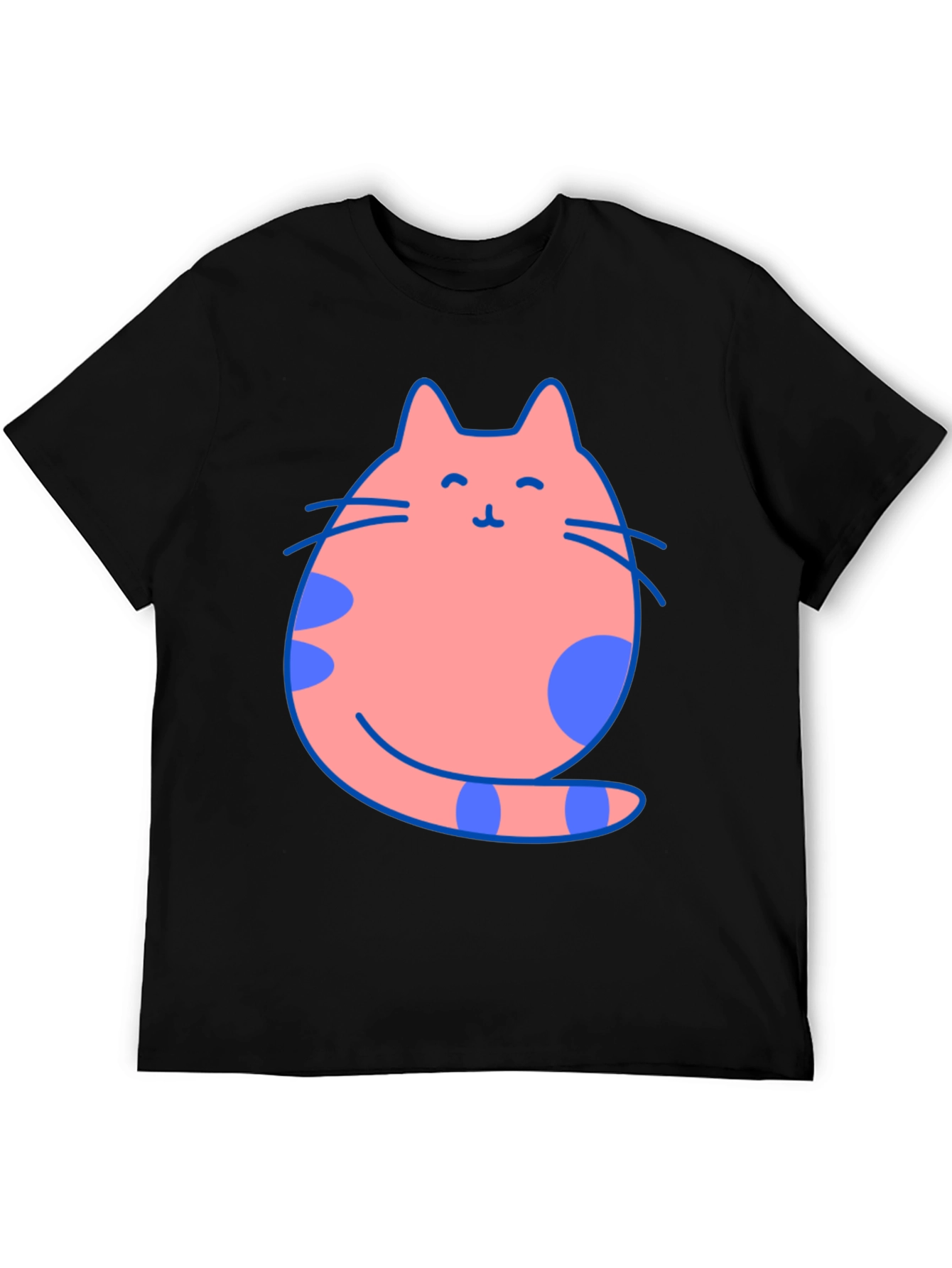 Cute Cat Graphic Tee - Black Cotton Blend