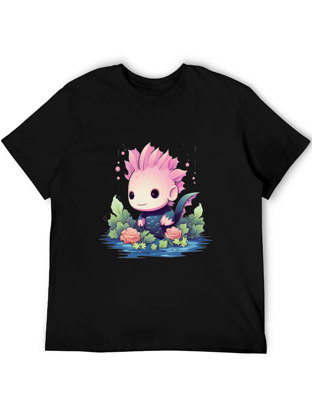 Cute Axolotl Black T-Shirt
