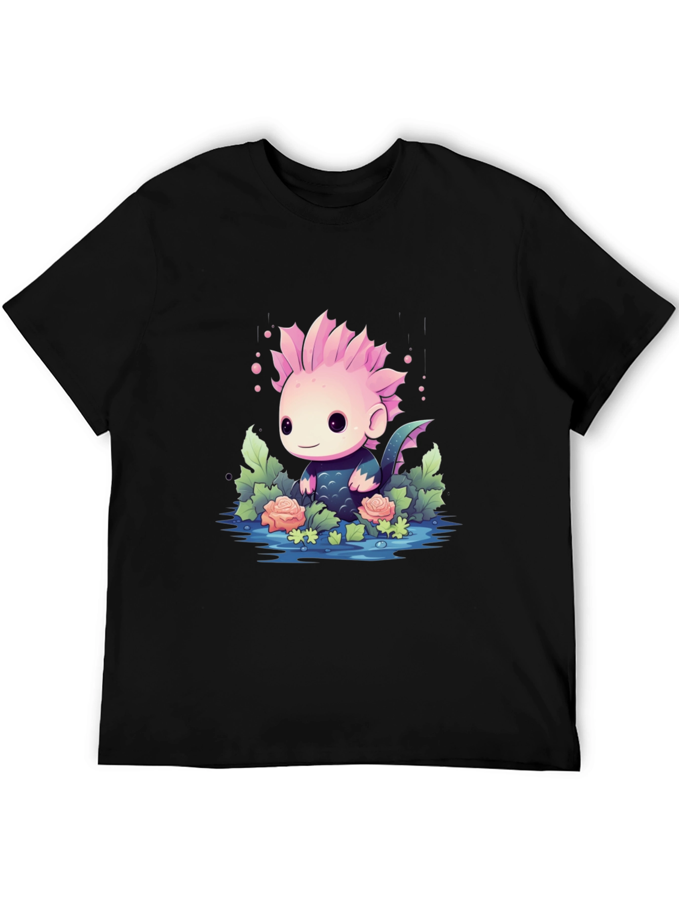 Cute Axolotl Black T-Shirt