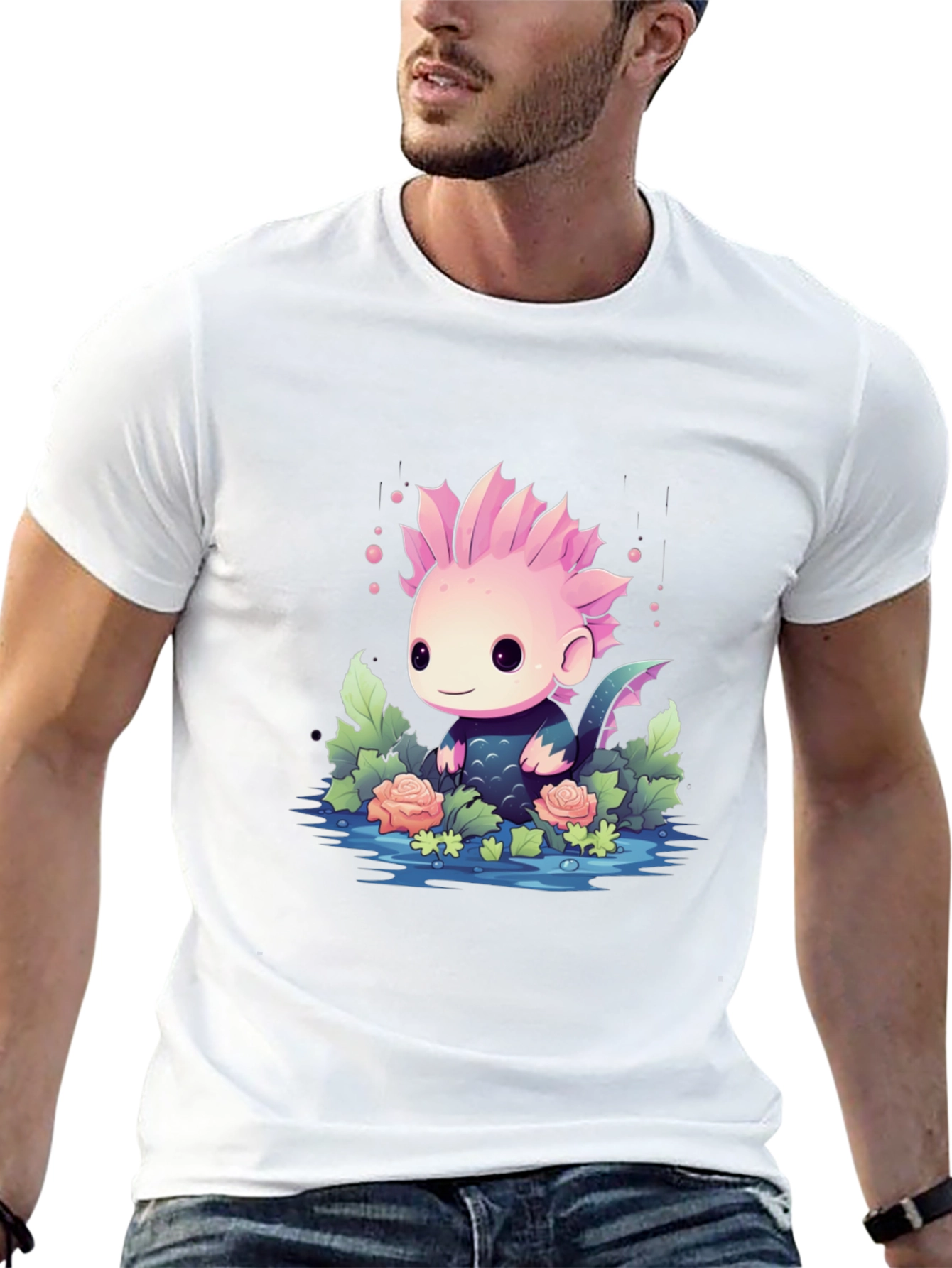 Cute Axolotl Black T-Shirt