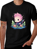 Cute Axolotl Black T-Shirt