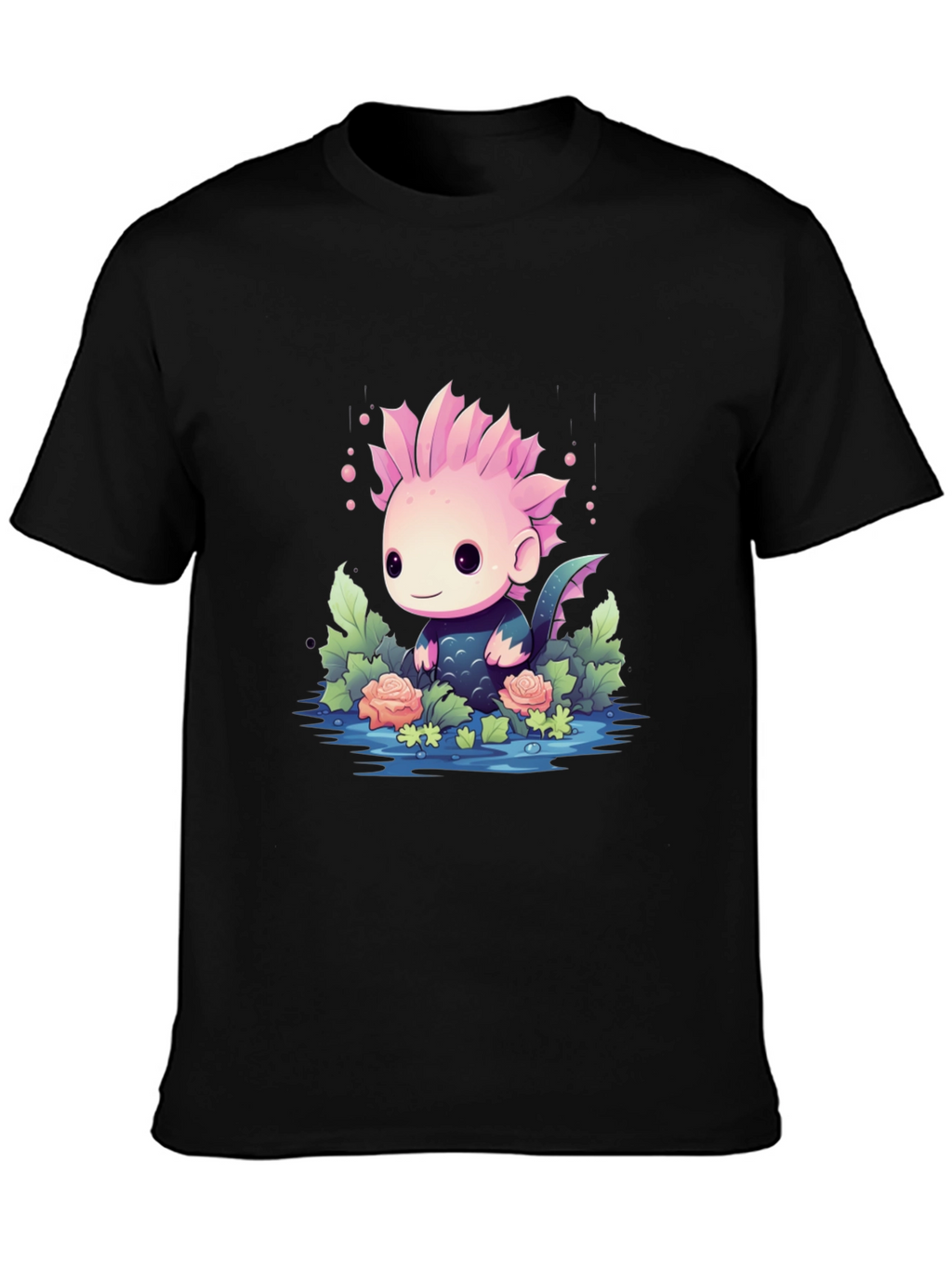 Cute Axolotl Black T-Shirt