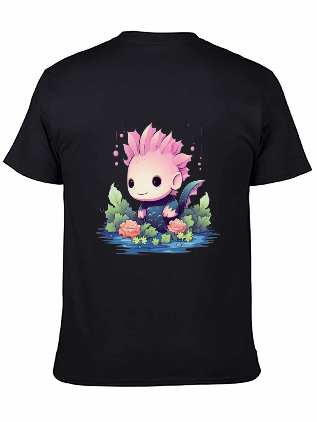 Cute Axolotl Black T-Shirt