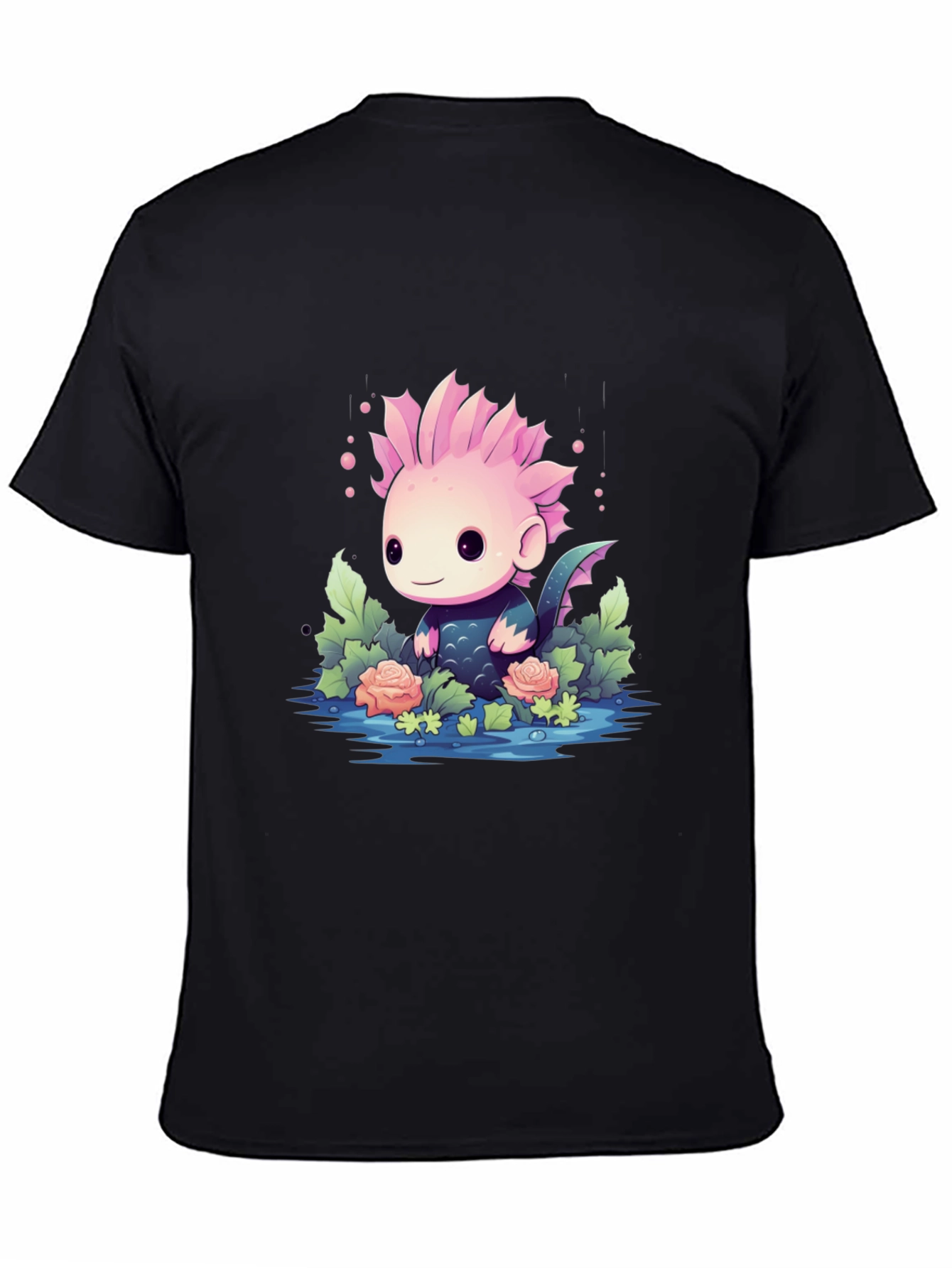 Cute Axolotl Black T-Shirt