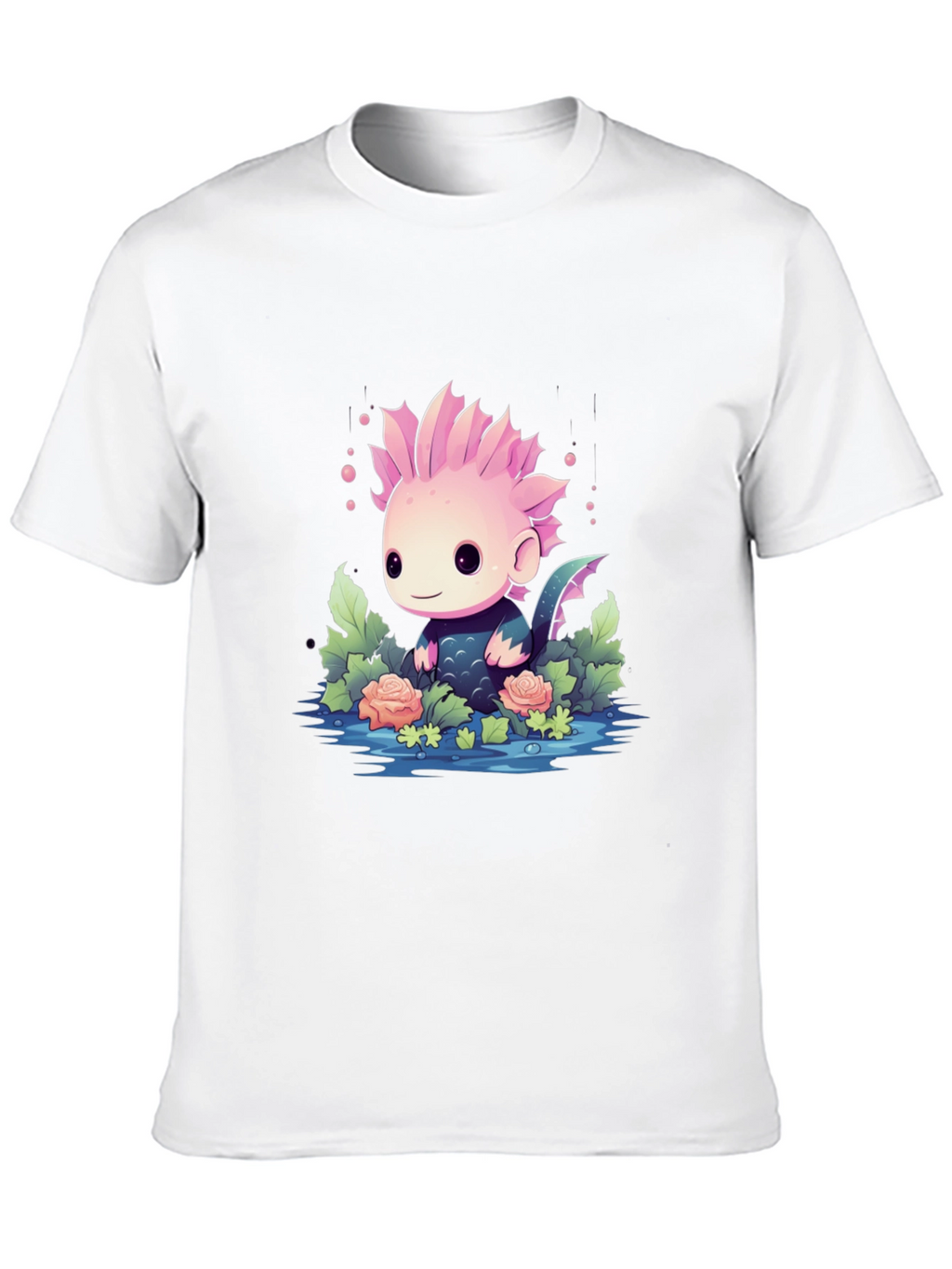 Cute Axolotl Black T-Shirt