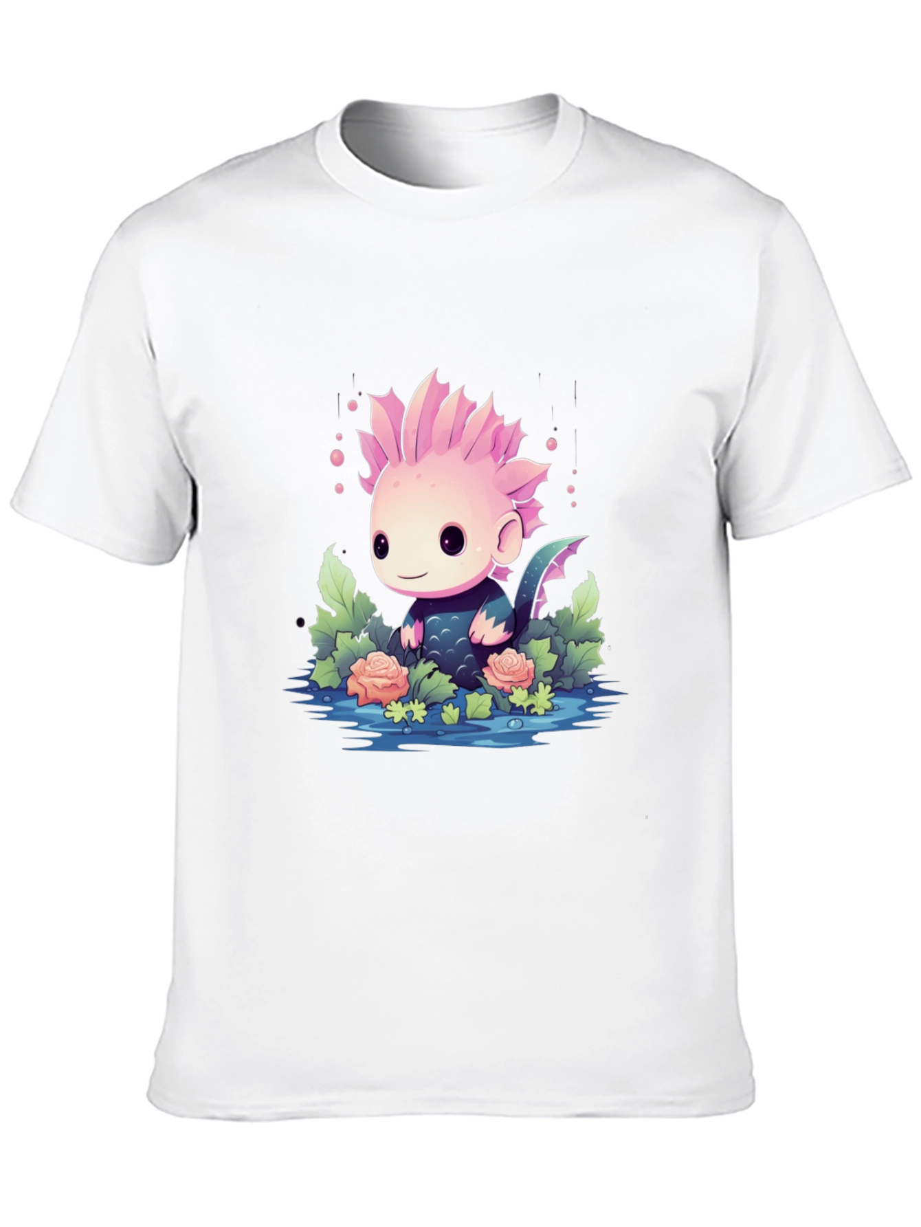Cute Axolotl Black T-Shirt
