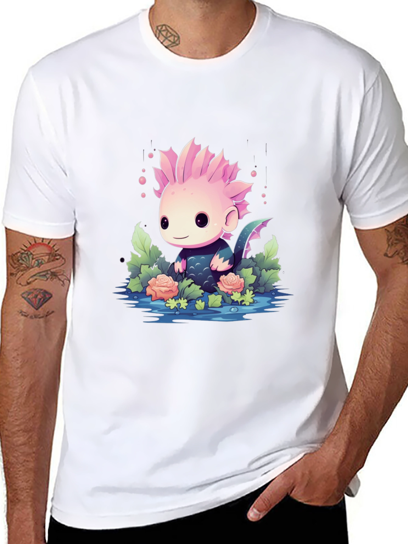 Cute Axolotl Black T-Shirt