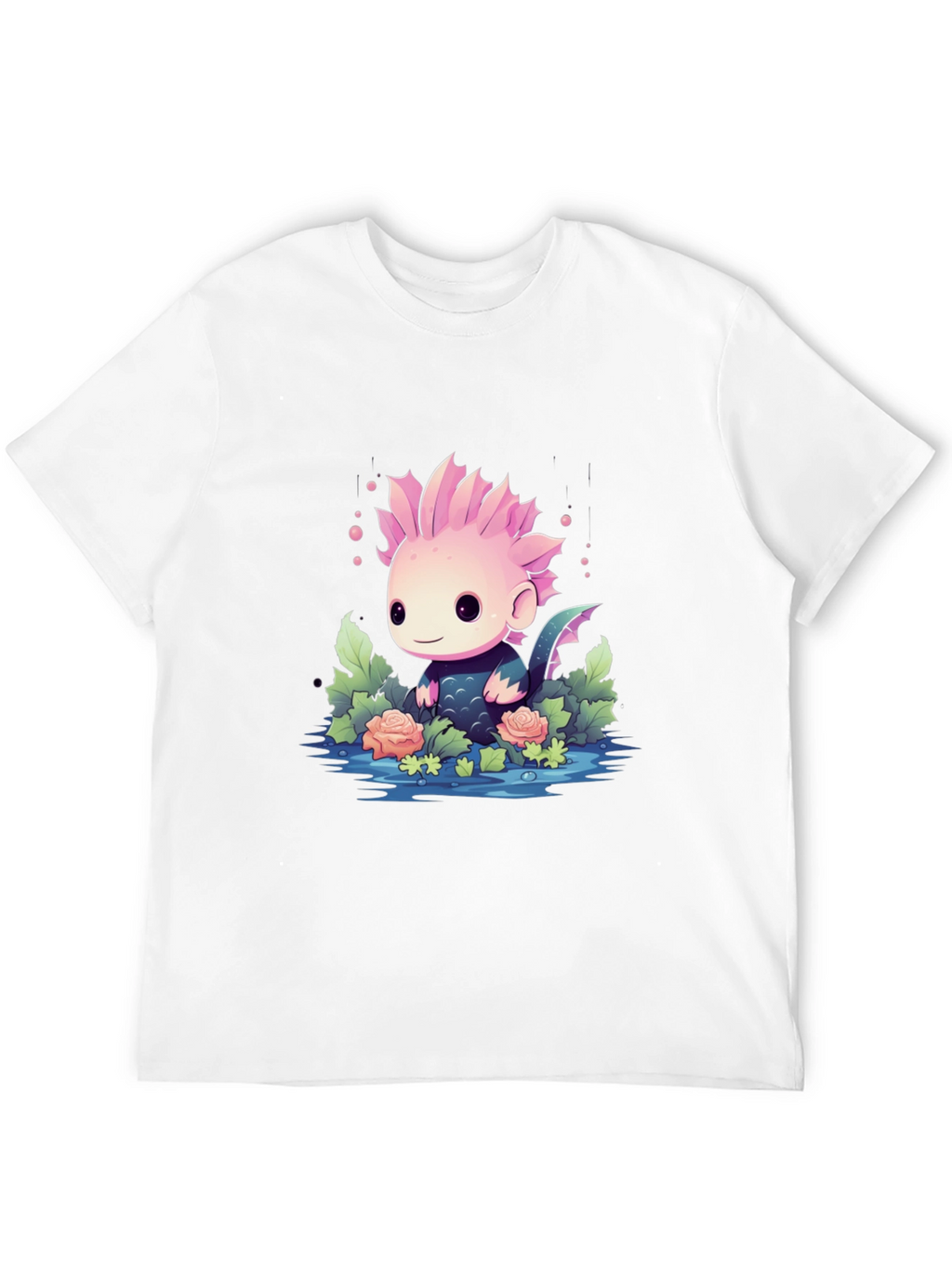 Cute Axolotl Black T-Shirt