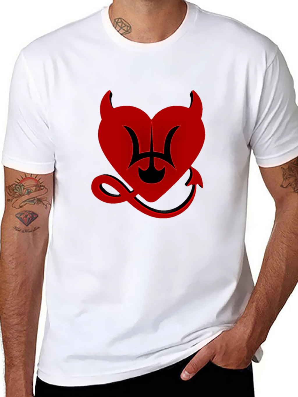 Devil Heart Graphic Tee - Black Cotton T-Shirt