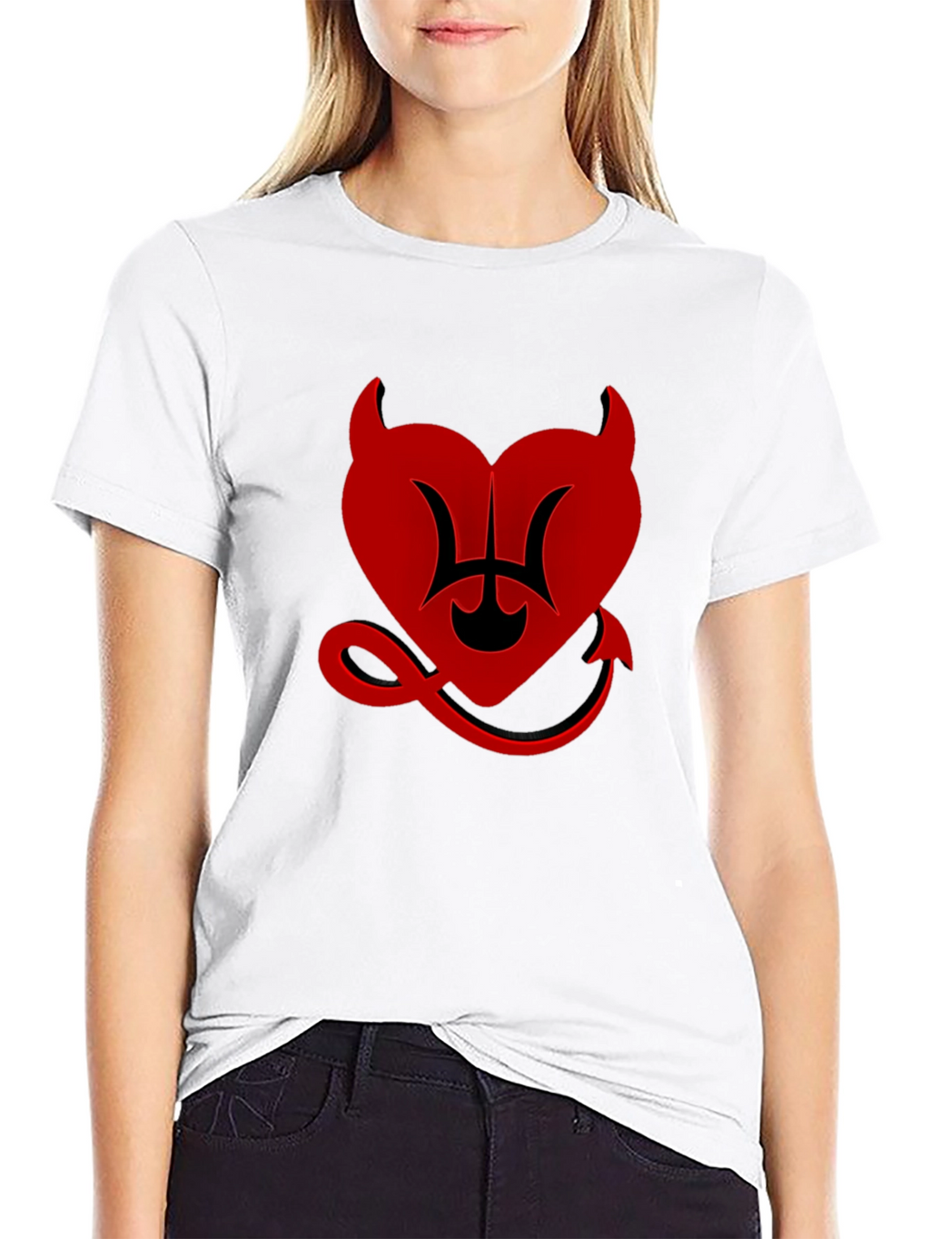 Devil Heart Graphic Tee - Black Cotton T-Shirt