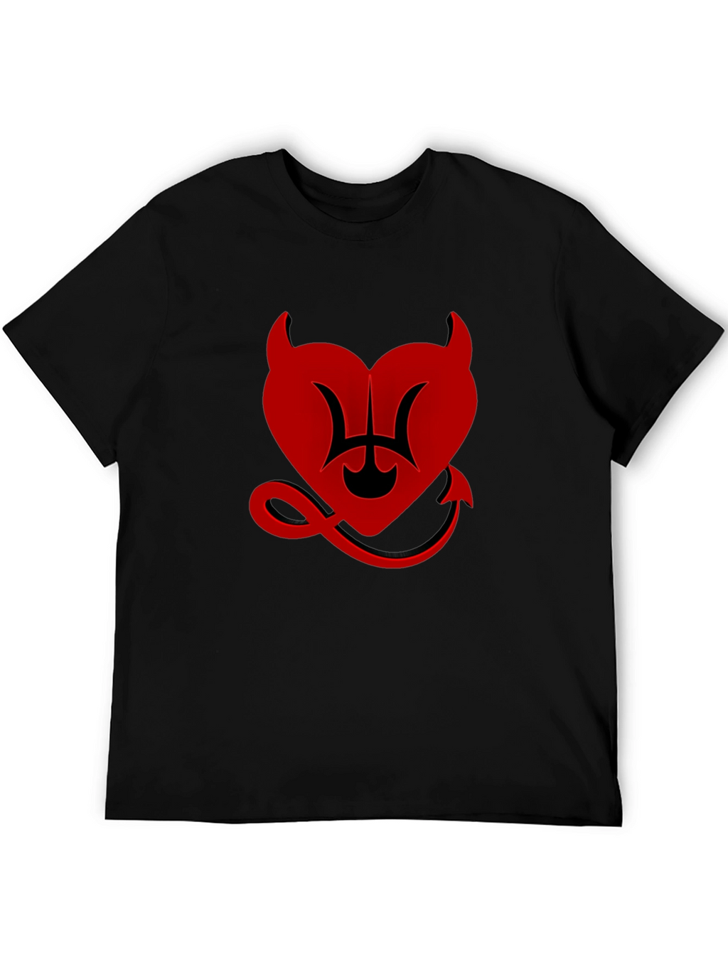 Devil Heart Graphic Tee - Black Cotton T-Shirt