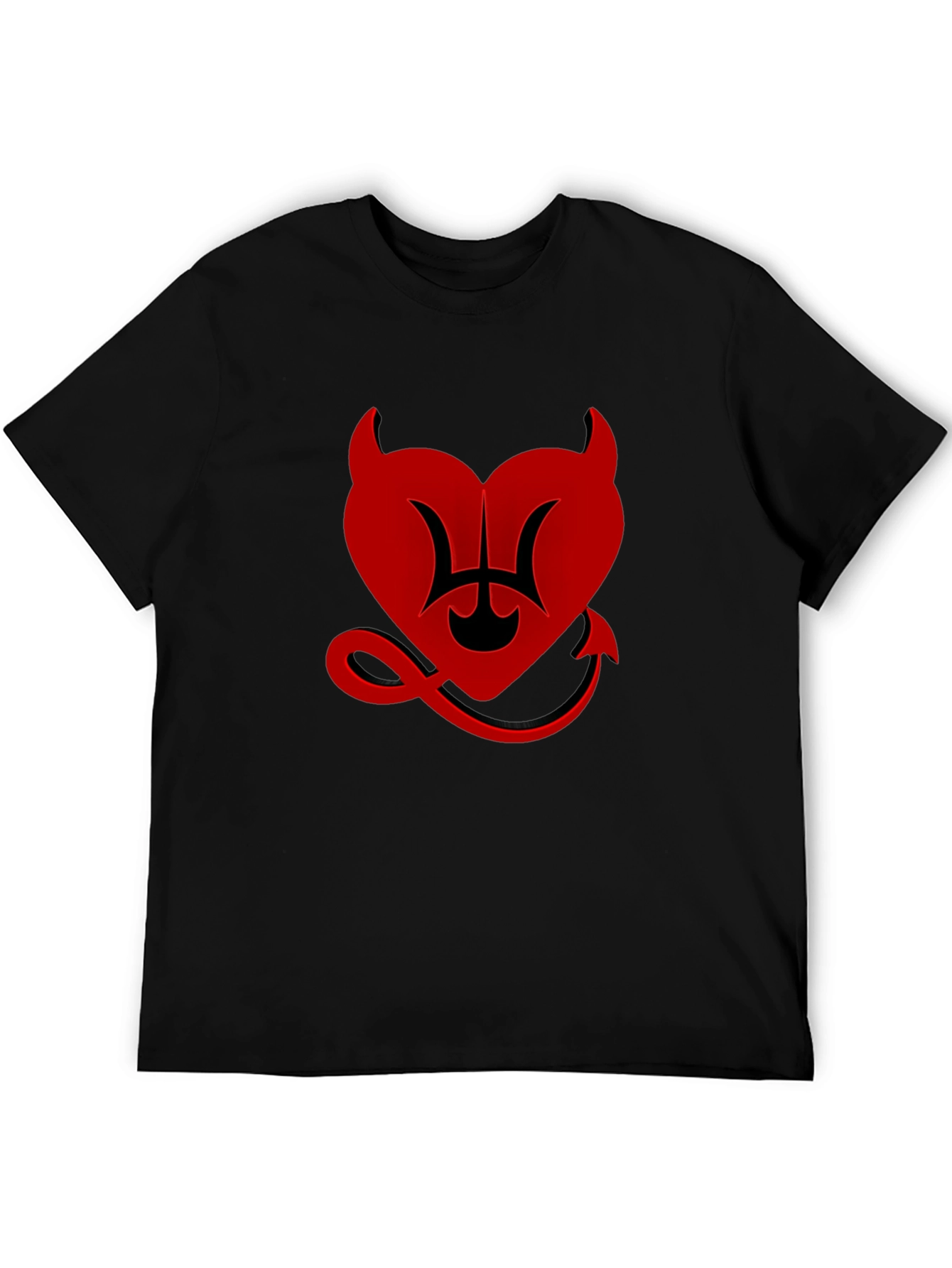 Devil Heart Graphic Tee - Black Cotton T-Shirt