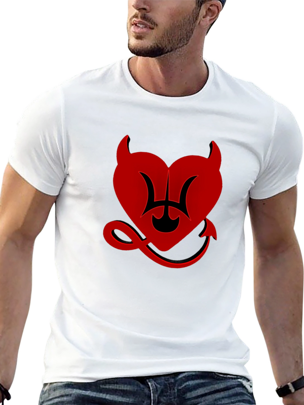 Devil Heart Graphic Tee - Black Cotton T-Shirt