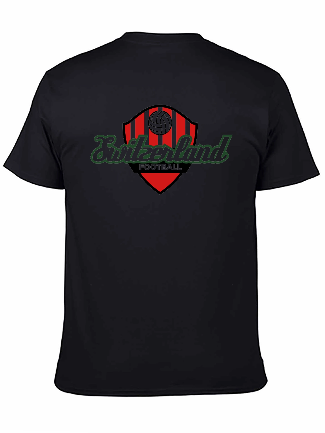 Switzerland Football T-Shirt - Black Graphic Tee