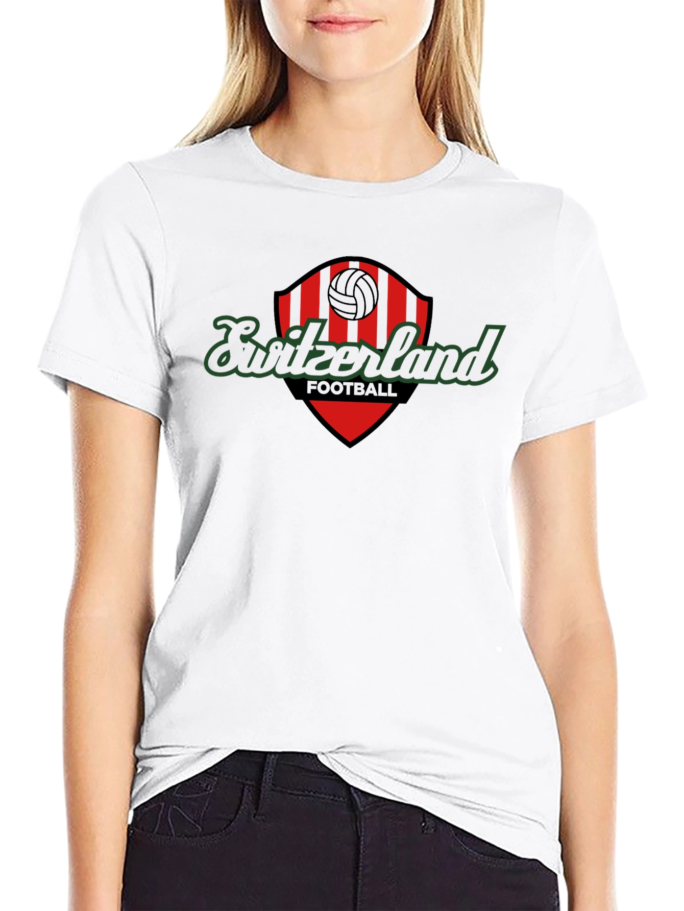 Switzerland Football T-Shirt - Black Graphic Tee