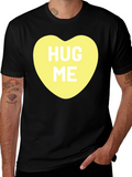Hug Me Candy Heart Black T-Shirt Valentines Day