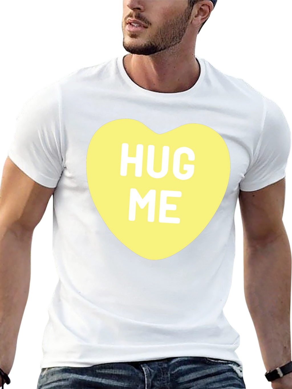 Hug Me Candy Heart Black T-Shirt Valentines Day