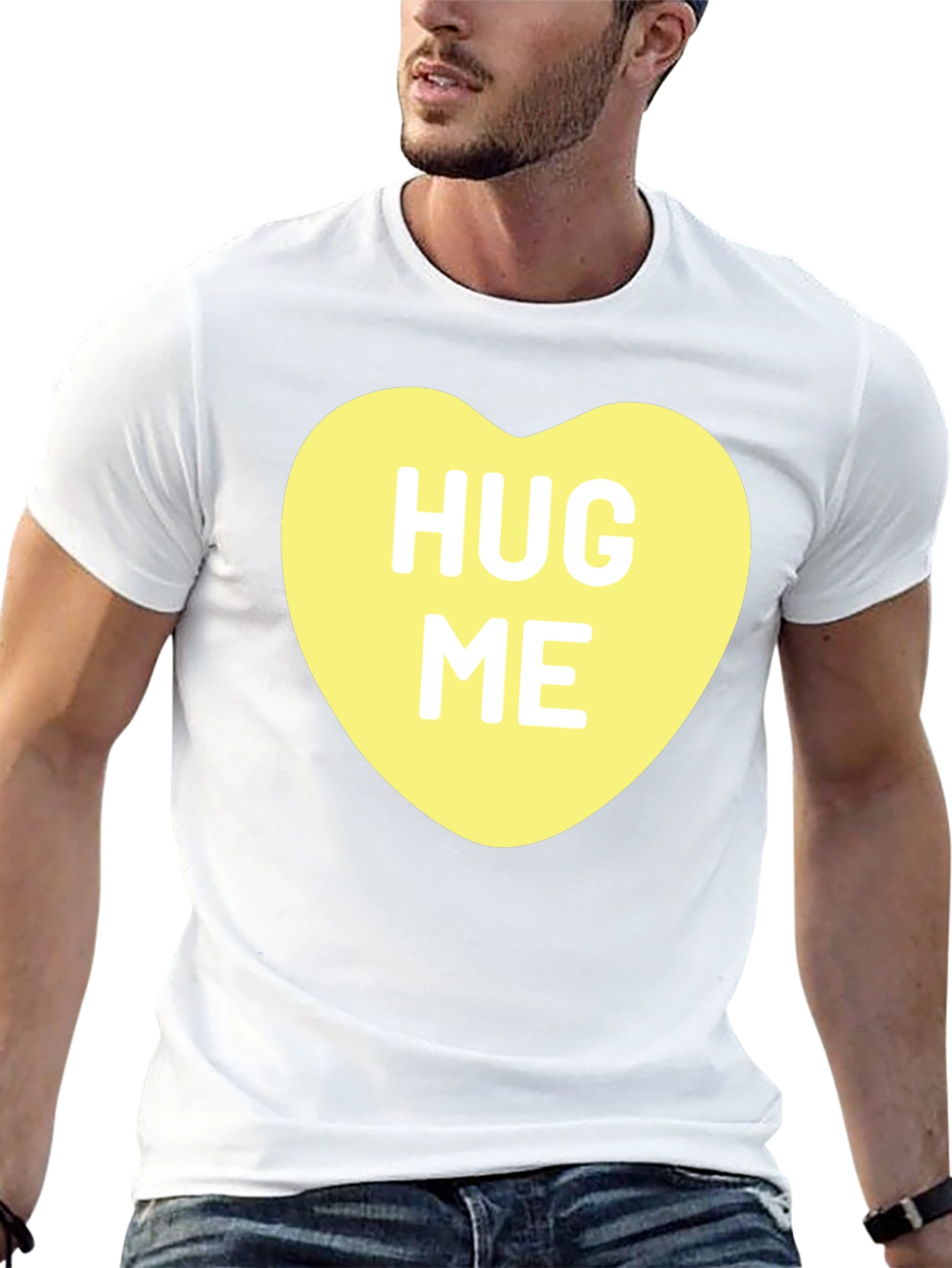 Hug Me Candy Heart Black T-Shirt Valentines Day