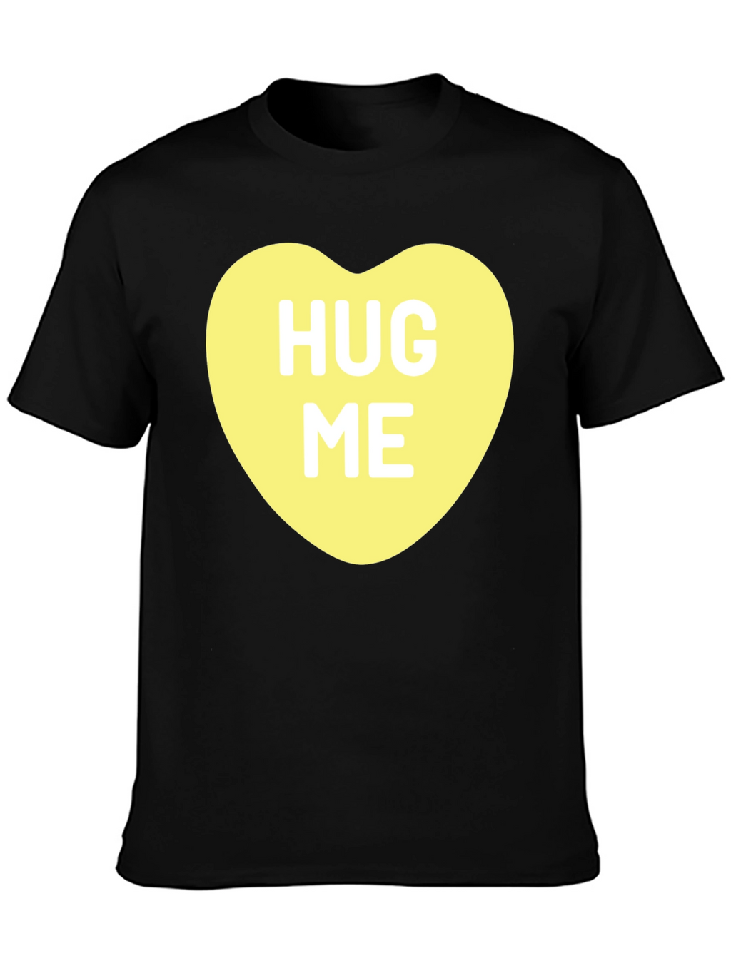 Hug Me Candy Heart Black T-Shirt Valentines Day
