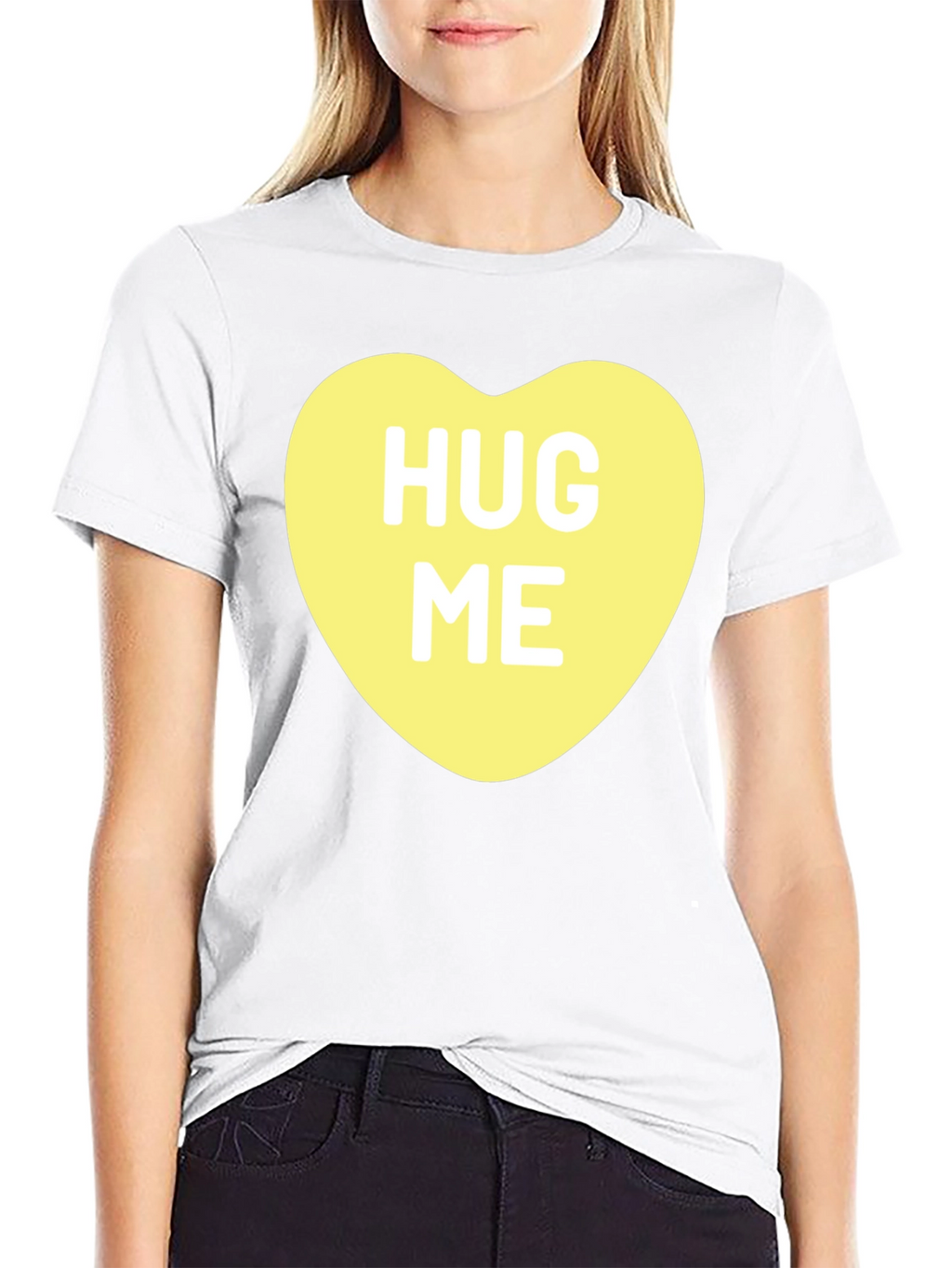 Hug Me Candy Heart Black T-Shirt Valentines Day