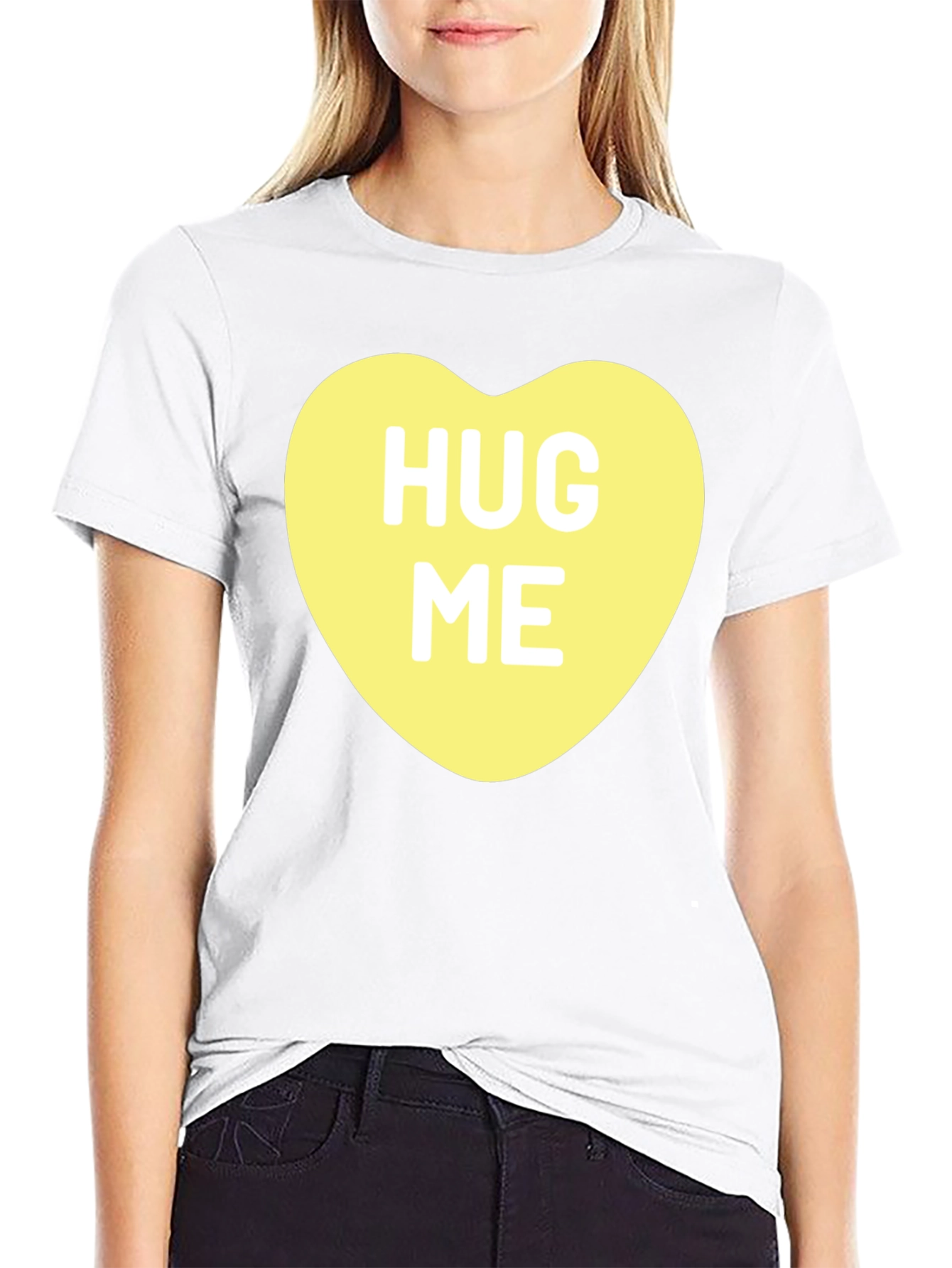 Hug Me Candy Heart Black T-Shirt Valentines Day