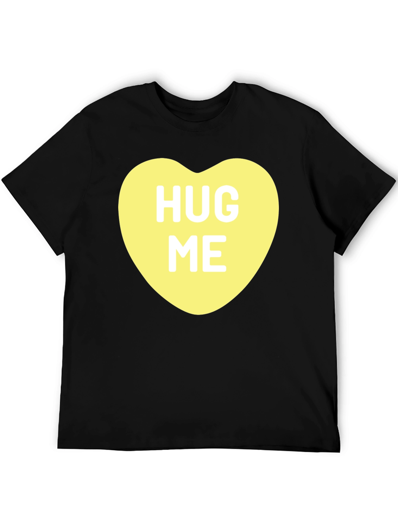 Hug Me Candy Heart Black T-Shirt Valentines Day