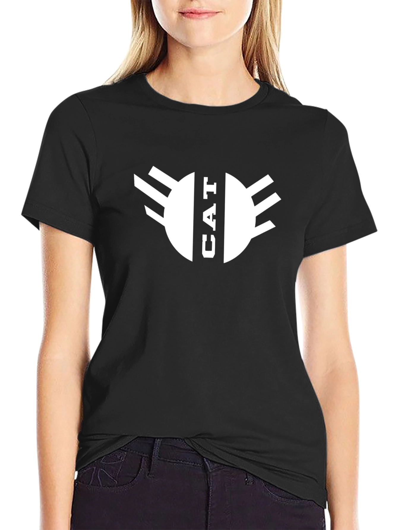 CAT Graphic T-Shirt - Black Crew Neck Tee