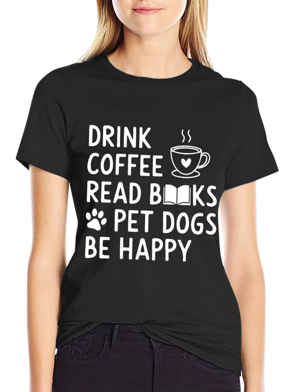 Drink Coffee Read Books Pet Dogs T-Shirt