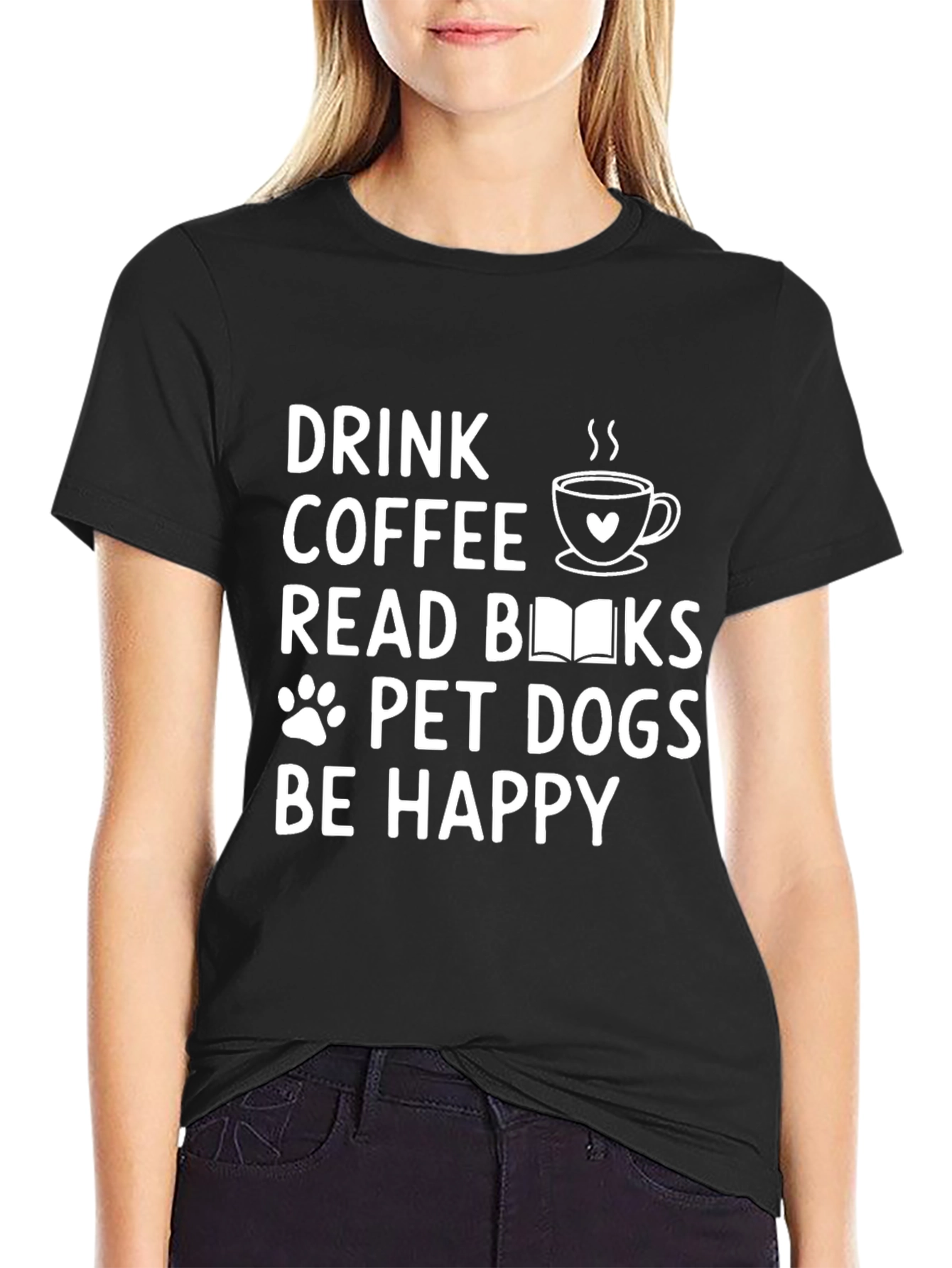 Drink Coffee Read Books Pet Dogs T-Shirt