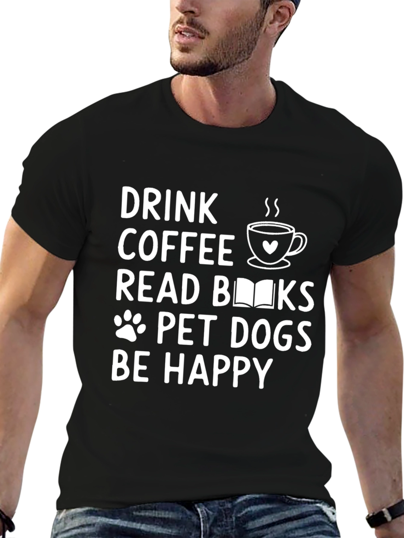 Drink Coffee Read Books Pet Dogs T-Shirt