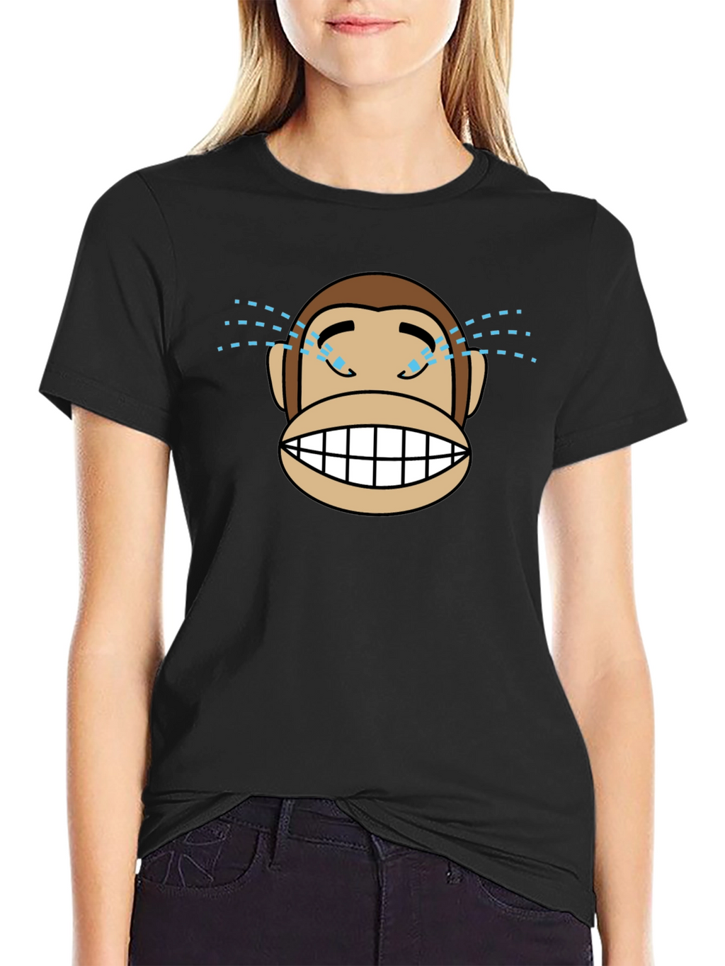 Monkey Crying Tears of Joy T-Shirt - Black