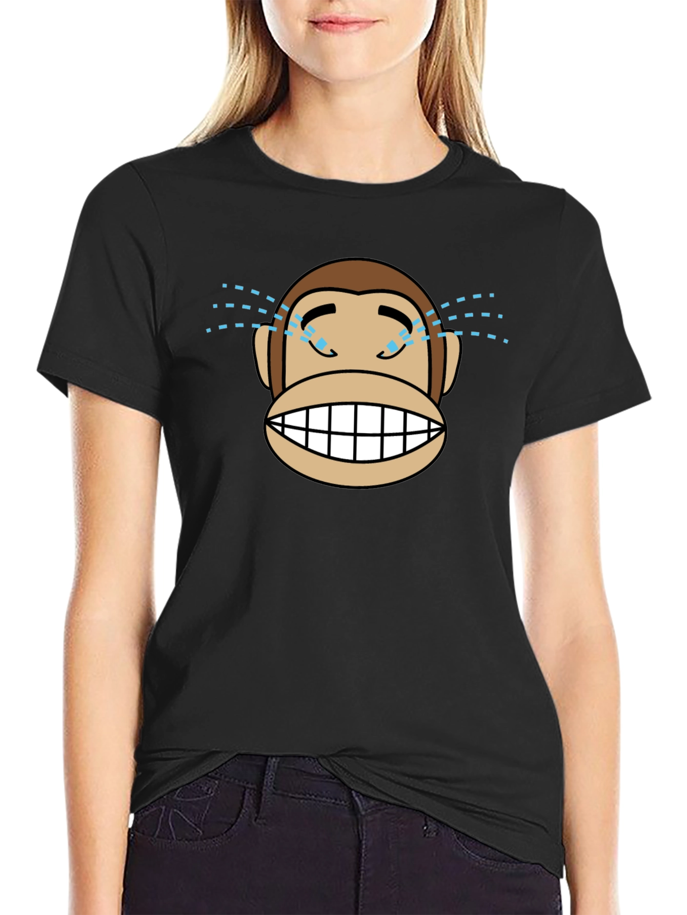 Monkey Crying Tears of Joy T-Shirt - Black