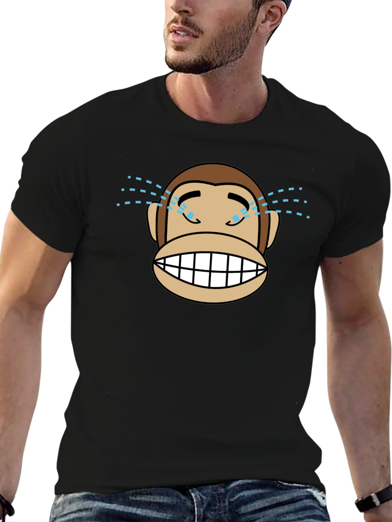 Monkey Crying Tears of Joy T-Shirt - Black