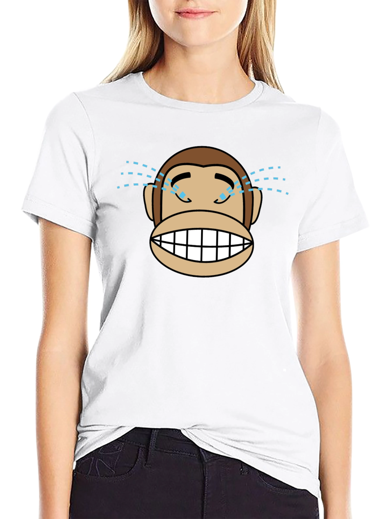 Monkey Crying Tears of Joy T-Shirt - Black