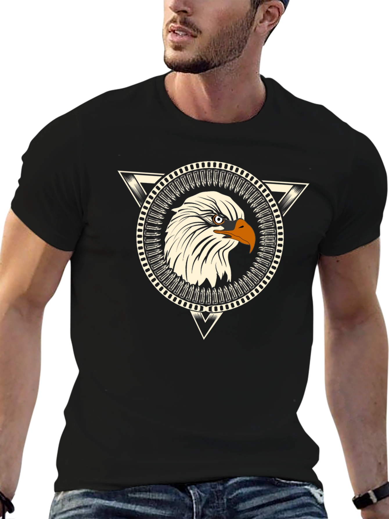 Eagle Graphic Print Black T-Shirt