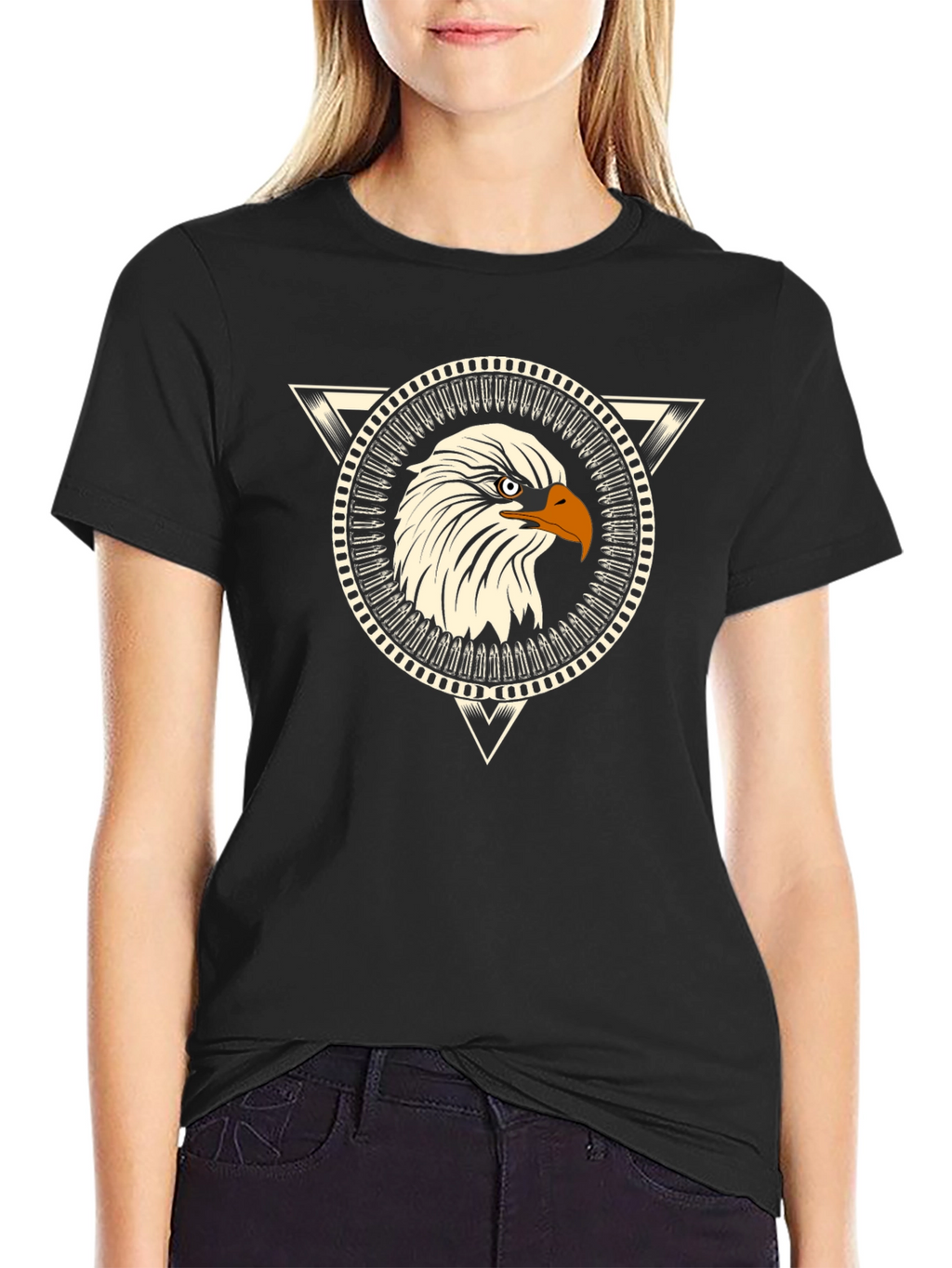 Eagle Graphic Print Black T-Shirt