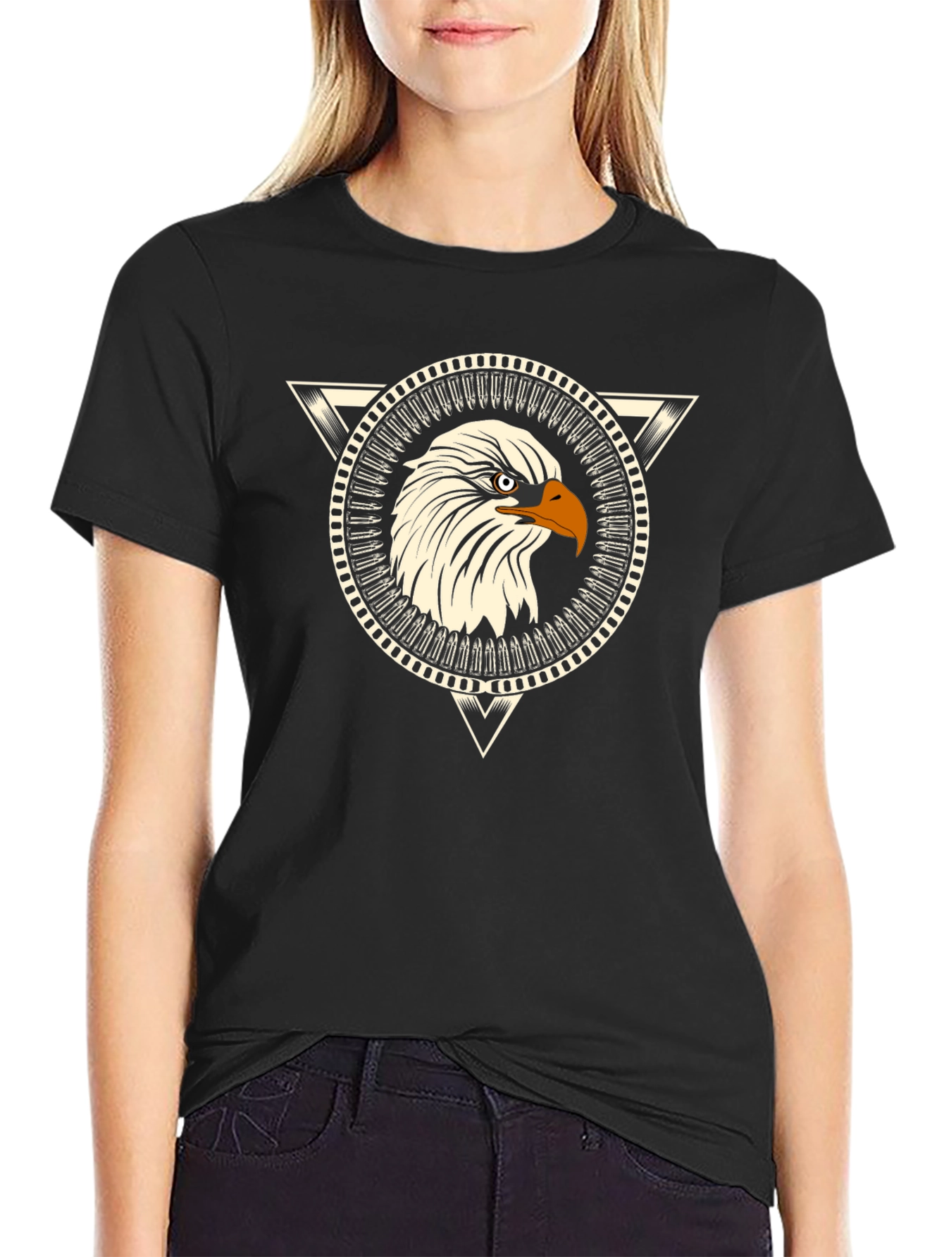 Eagle Graphic Print Black T-Shirt